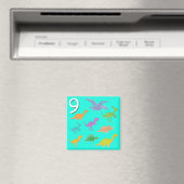 Aimant Numéro 9 Neuf Dinosaures Comptage (In Situ (Lave-vaisselle))