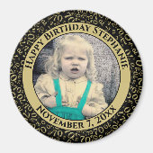 Aimant Numéro aléatoire Motif 70e anniversaire Noir/Or (Devant)