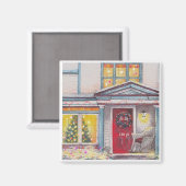 Aimant Numéro de maison personnalisé Cottage de Noël (Recto/Verso)