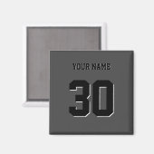 Aimant Numéro et nom personnalisés en noir simple (Recto/Verso)