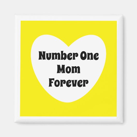 Aimant Numéro Un Maman Mignonne Jaune Coeur Blanc (Devant)