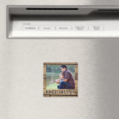 Aimant Numero Uno Papa en photo rustique à cadre de bois (In Situ (Lave-vaisselle))