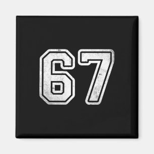 Aimant Numéro Vintage #67 Équipe de sport blanche Numéro