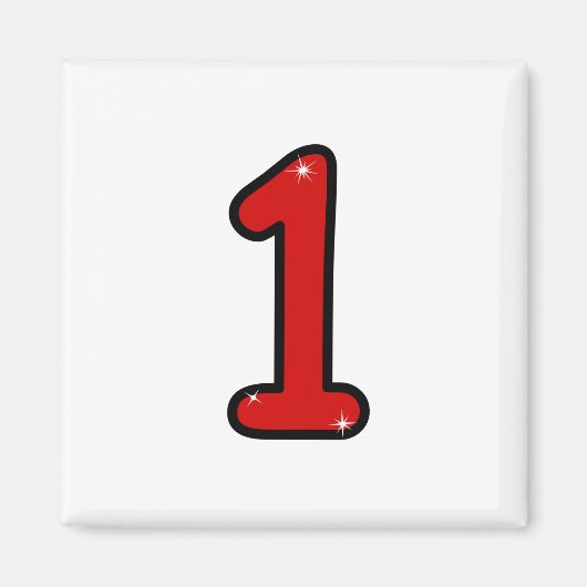 Aimant Numéros 1, un, 1 an, numéro 1, numéro un (Devant)
