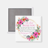 Aimant Numéros 6:24-26 Rose Floral Wreath Christian (Recto/Verso)