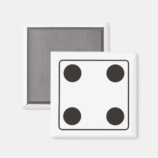 Aimant Numéros DICE de pips 4 + votre backgr. (Recto/Verso)