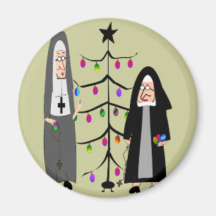Aimant Nun Dons "Décorer l'arbre de Noël"