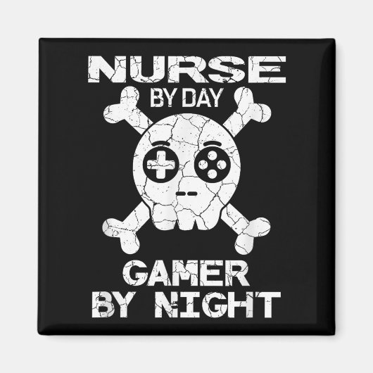 Aimant Nurse By Day Gamer By Night - Gaming Quote (Devant)