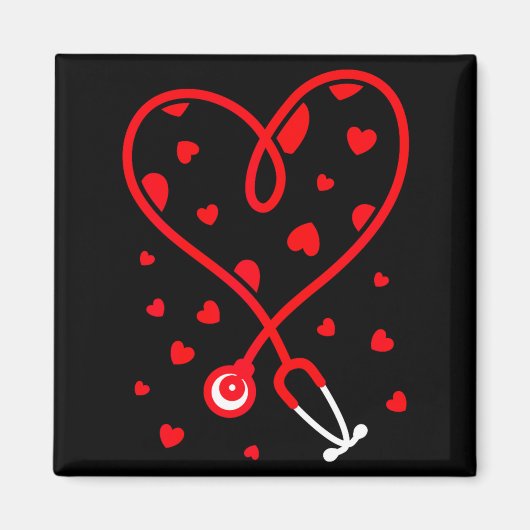Aimant Nurse Stethoscope Heart Valentine's Day Nursing  (Devant)