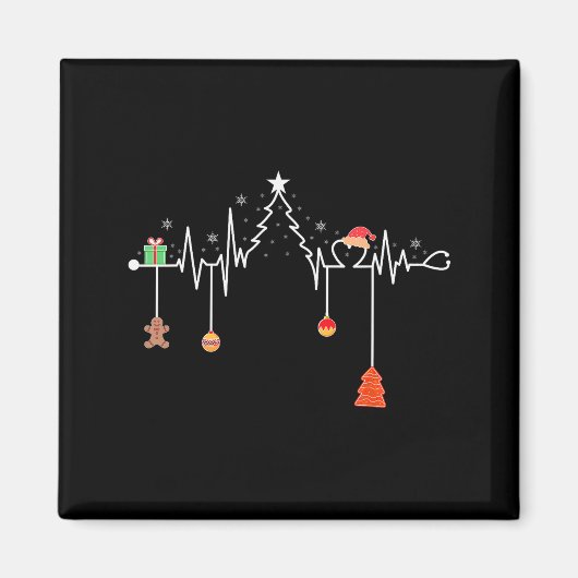 Aimant Nursing Christmas Shirt Christmas Tree Heartbeat F (Devant)