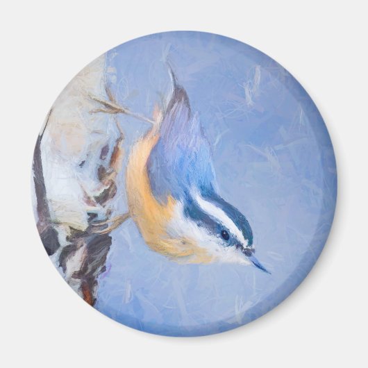 Aimant Nuthatch à poitrine rouge Peinture d'art original (Devant)