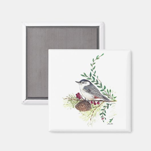 Aimant Nuthatch Bird Art (Recto/Verso)