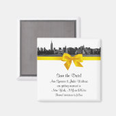 Aimant NYC large Skyline Etched BW Jaune Enregistrer la d (Recto/Verso)