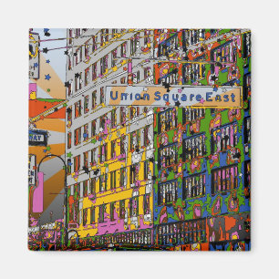 Aimant NYC psychédélique : Bâtiment carré des syndica