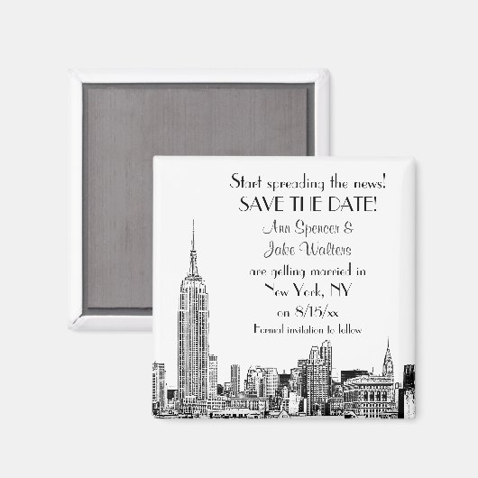 Aimant NYC Skyline 01 Etched Enregistrer la date (Recto/Verso)