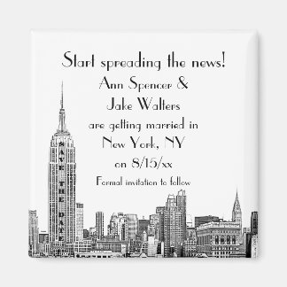 Aimant NYC Skyline Gravé 01 Enregistrez la Date