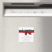 Aimant NYC Skyline large gravé BW Dark Red Save the Date (In Situ (Lave-vaisselle))