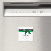 Aimant NYC Skyline large gravé BW vert Save the Date (In Situ (Lave-vaisselle))
