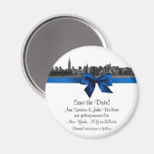 Aimant NYC Wide Skyline Etched BW Royal Blu Enregistrer l (Recto/Verso)