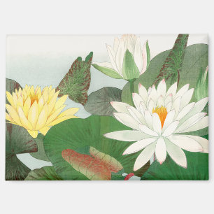 Aimant Nymphaea lotus, gravure sur bois japonaise, 1917