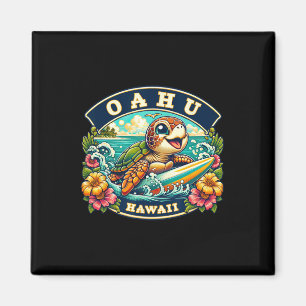 Aimant Oahu Hawaï Tortue de mer mignonne en surf