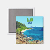 Aimant Oahu Hawaii Beach Vintage (Recto/Verso)
