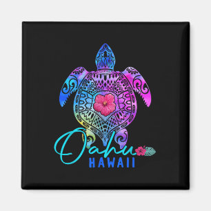 Aimant Oahu Hawaii Hawaïen Tie Dye Tortue de Mer Vacances