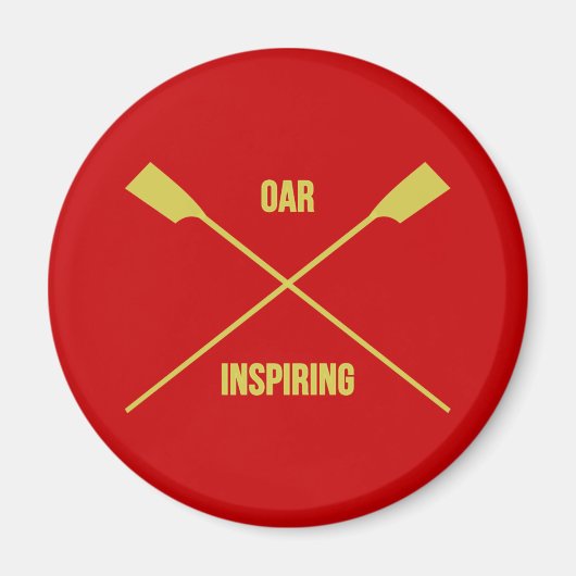 Aimant Oar, slogan inspirant et oars croisés rouge (Devant)