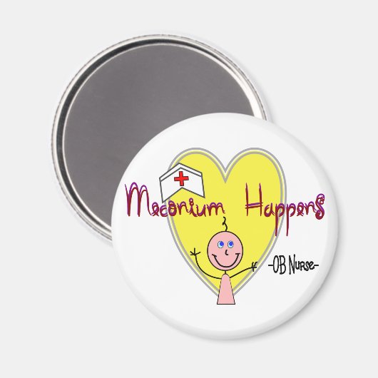 Aimant OB Infirmière "Meconium Happens" Hilarié (Recto/Verso)