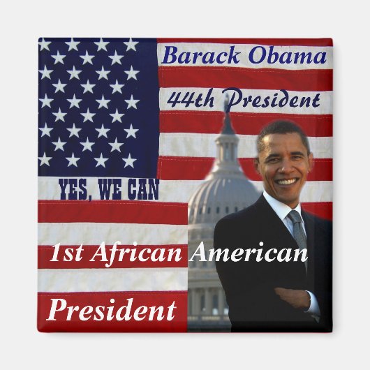 Aimant Obama, 1er président afro-américain_Magnet (Devant)