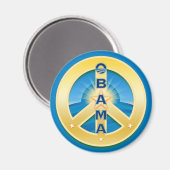 Aimant Obama GoldStar Magnet, rond sur bleu (Recto/Verso)