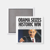 Aimant Obama saisit l'aimant de la victoire historique (Recto/Verso)