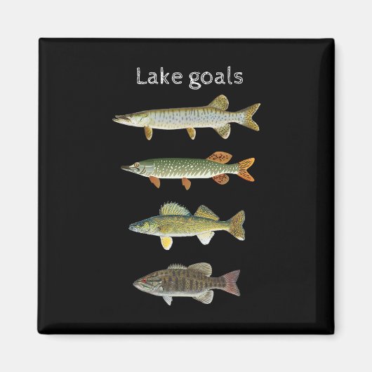 Aimant Objectifs de pêche dans le lac Musky Pike Walleye (Devant)