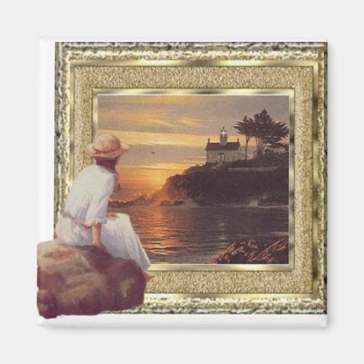 Aimant Observateur du coucher du soleil (Devant)