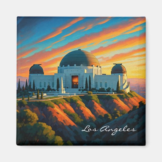 Aimant Observatoire Griffith Los Angeles Sunset carte pos (Devant)
