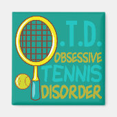 Aimant Obsessionnel Tennis Trouble Turquoise Jaune mignon (Devant)