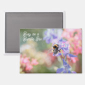 Aimant "Occupé comme un Bourdon" Fleurs Pastel Doux (Recto/Verso)