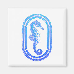 Aimant Ocean Blue Tribal Seahorse