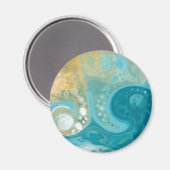 Aimant Ocean Blue Waves et Sandy Brown Fluid Art   (Recto/Verso)