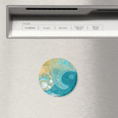 Aimant Ocean Blue Waves et Sandy Brown Fluid Art   (In Situ (Lave-vaisselle))