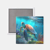 Aimant Ocean Inspired Turtle Illustration Decorative (Recto/Verso)