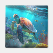Aimant Ocean Inspired Turtle Illustration Decorative (Devant)