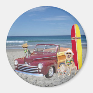 Aimant Océan/Plage/Surf/Bois