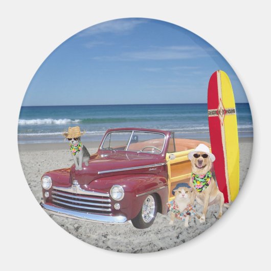 Aimant Océan/Plage/Surf/Bois (Devant)