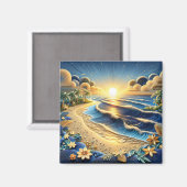 Aimant Ocean View Tropical Paper Quilling Effet (Recto/Verso)