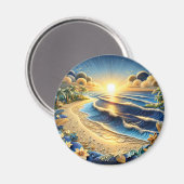 Aimant Ocean View Tropical Paper Quilling Effet (Recto/Verso)