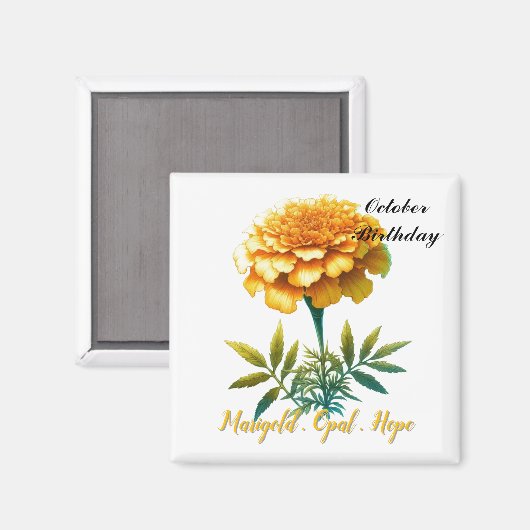 Aimant Octobre Fleur Opal Marigold Birthstone (Recto/Verso)