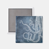 Aimant Octopus - Bleu Twilight Denim Aquarelle Art (Recto/Verso)
