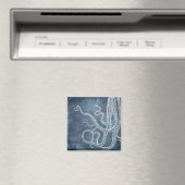 Aimant Octopus - Bleu Twilight Denim Aquarelle Art (In Situ (Lave-vaisselle))