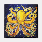 Aimant Octopus d'or en bleu (Devant)